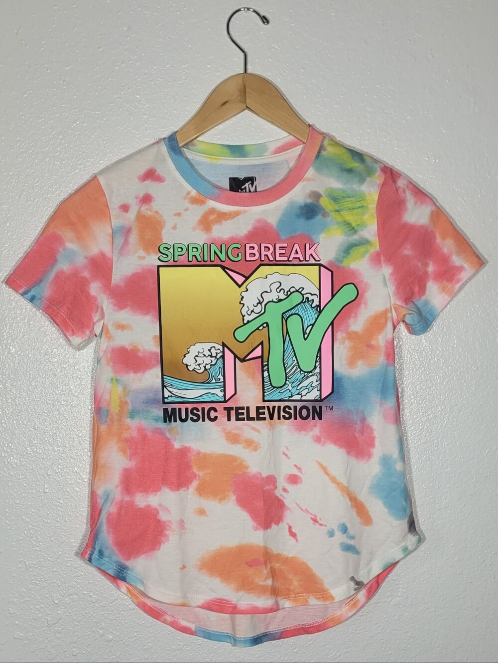 MTV Springbreak Tie Dye T Shirt Medium Youth Kids Boys Girls Music Television